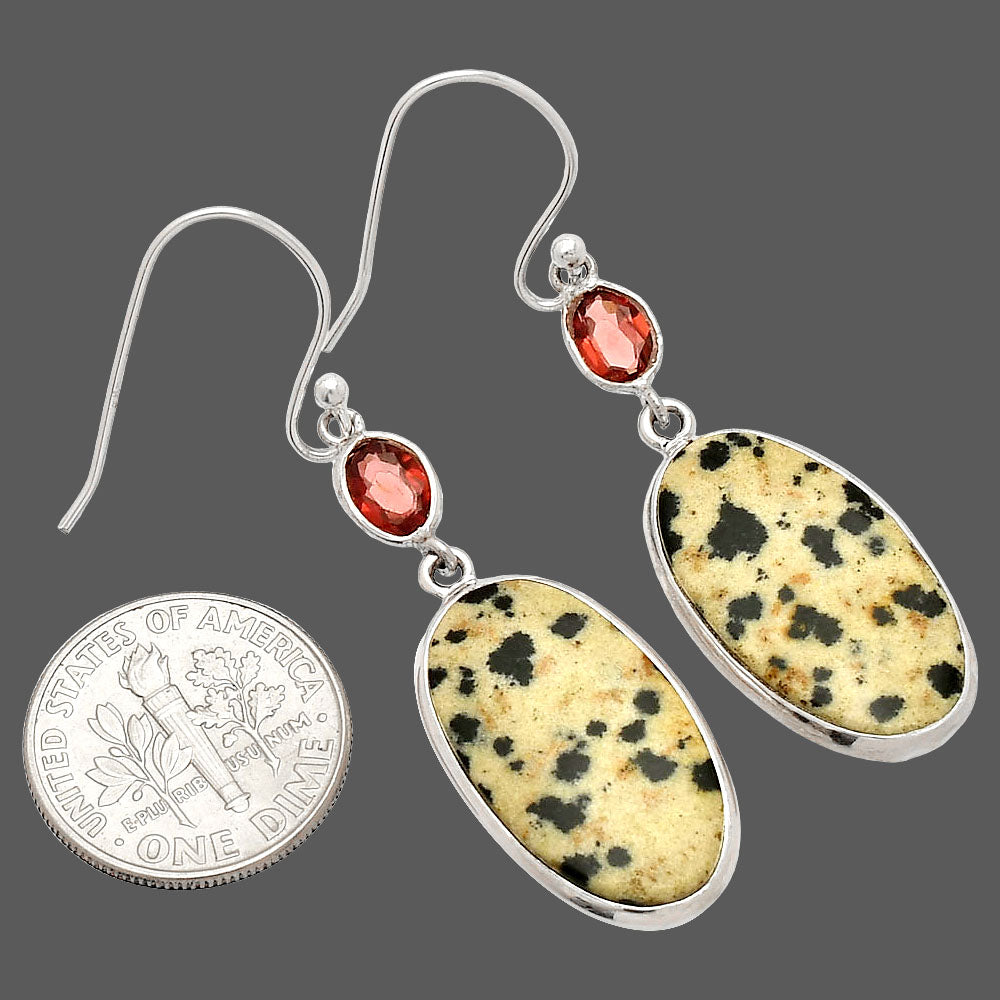 Natural Dalmatian & Garnet Earrings E-1002 SDE83250