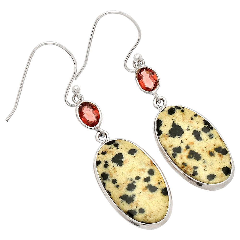 Natural Dalmatian & Garnet Earrings E-1002 SDE83250