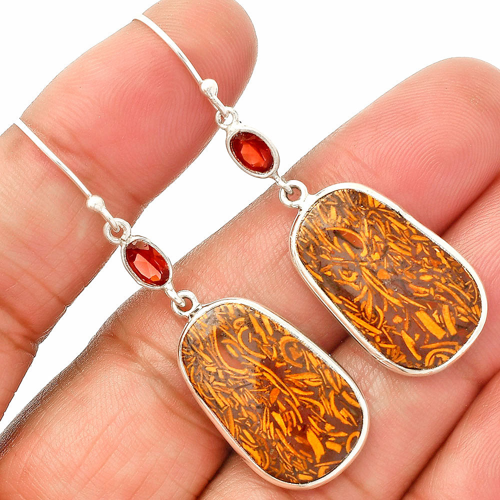 Coquina Fossil Jasper & Garnet Earrings E-1002 SDE83251