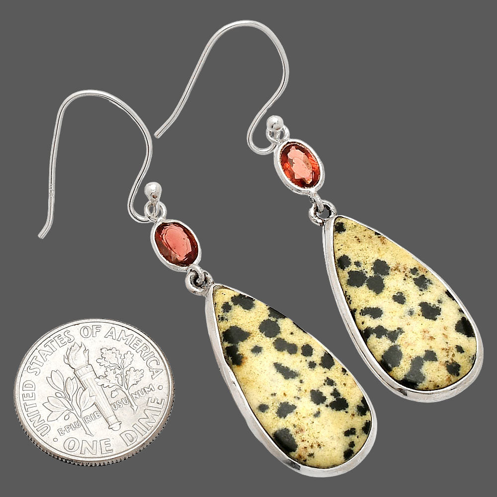 Natural Dalmatian & Garnet Earrings E-1002 SDE83254
