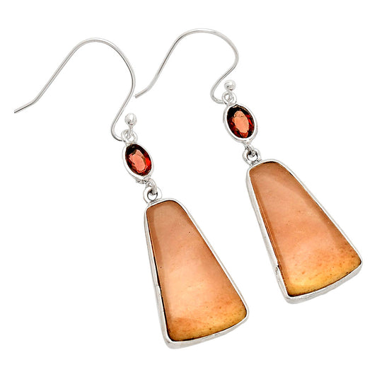 Natural Pink Aventurine & Garnet Earrings E-1002 SDE83264