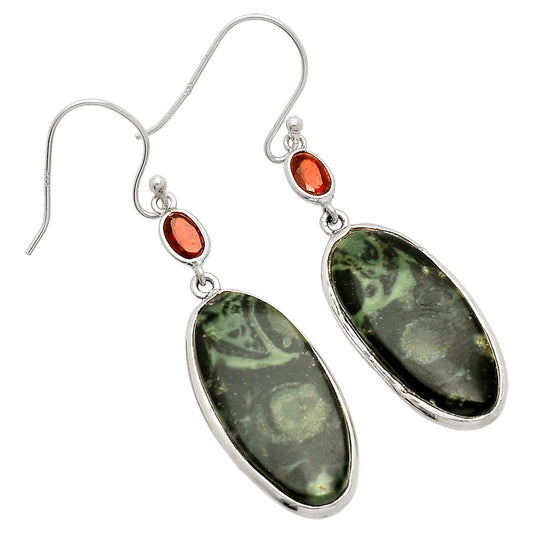 Natural Star Galaxy Jasper & Garnet Earrings E-1002 SDE83277