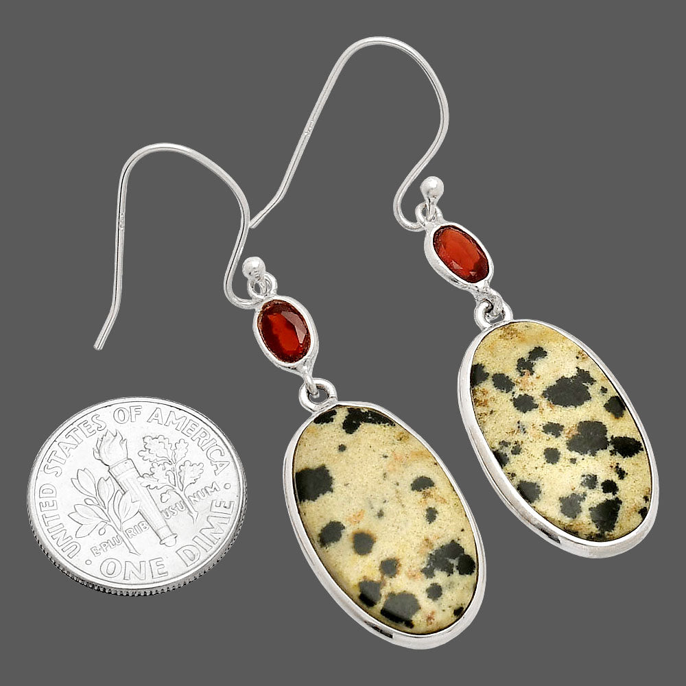 Natural Dalmatian & Garnet Earrings E-1002 SDE83278