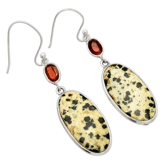 Natural Dalmatian & Garnet Earrings E-1002 SDE83280