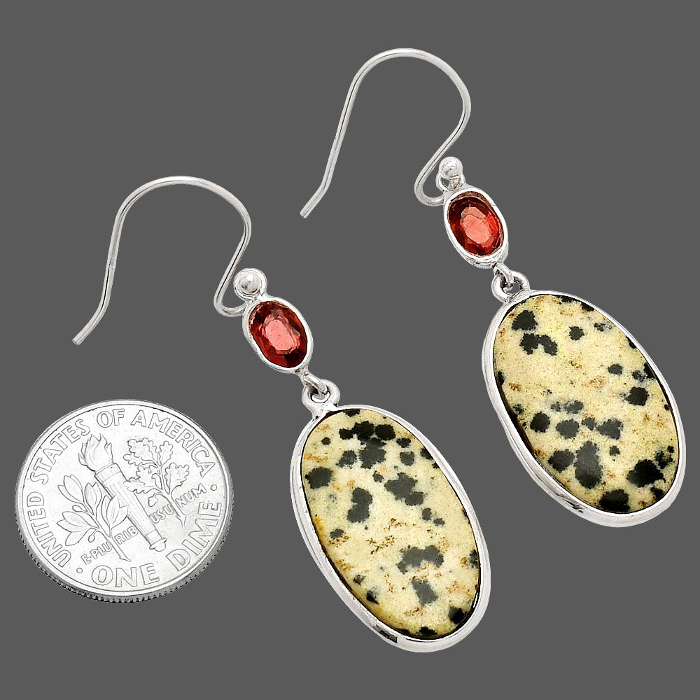 Natural Dalmatian & Garnet Earrings E-1002 SDE83281