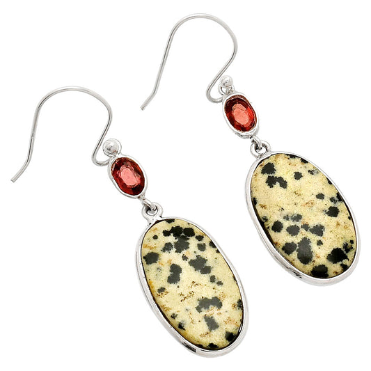 Natural Dalmatian & Garnet Earrings E-1002 SDE83281