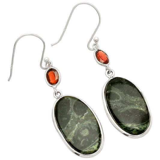 Natural Star Galaxy Jasper & Garnet Earrings E-1002 SDE83285