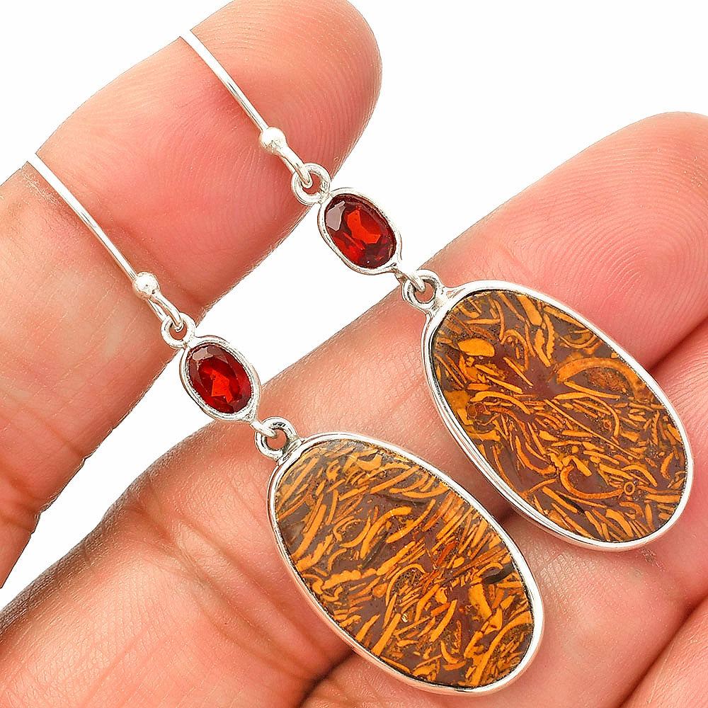 Coquina Fossil Jasper & Garnet Earrings E-1002 SDE83289