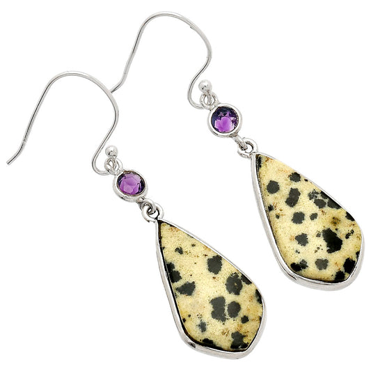 Natural Dalmatian & Amethyst Earrings E-1002 SDE83305