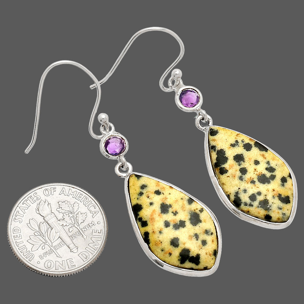 Natural Dalmatian & Amethyst Earrings E-1002 SDE83306