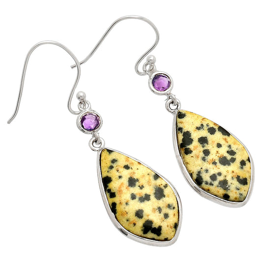 Natural Dalmatian & Amethyst Earrings E-1002 SDE83306