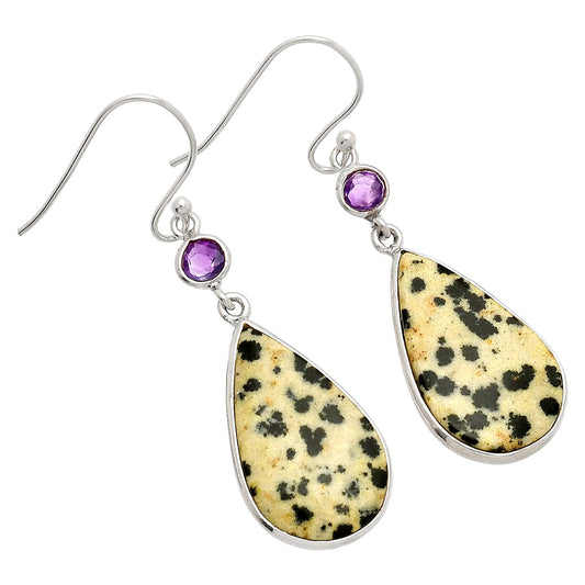 Natural Dalmatian & Amethyst Earrings E-1002 SDE83312