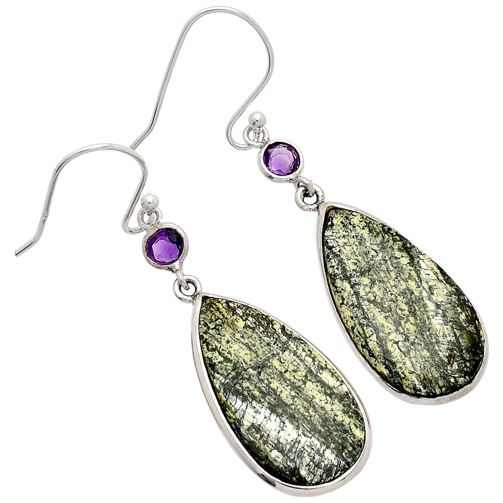 Natural Chrysotile & Amethyst Earrings E-1002 SDE83314
