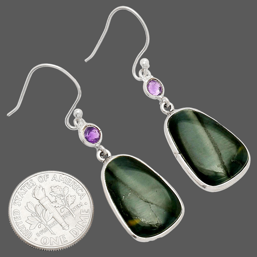 Natural Blue Tiger Eye & Amethyst Earrings E-1002 SDE83342