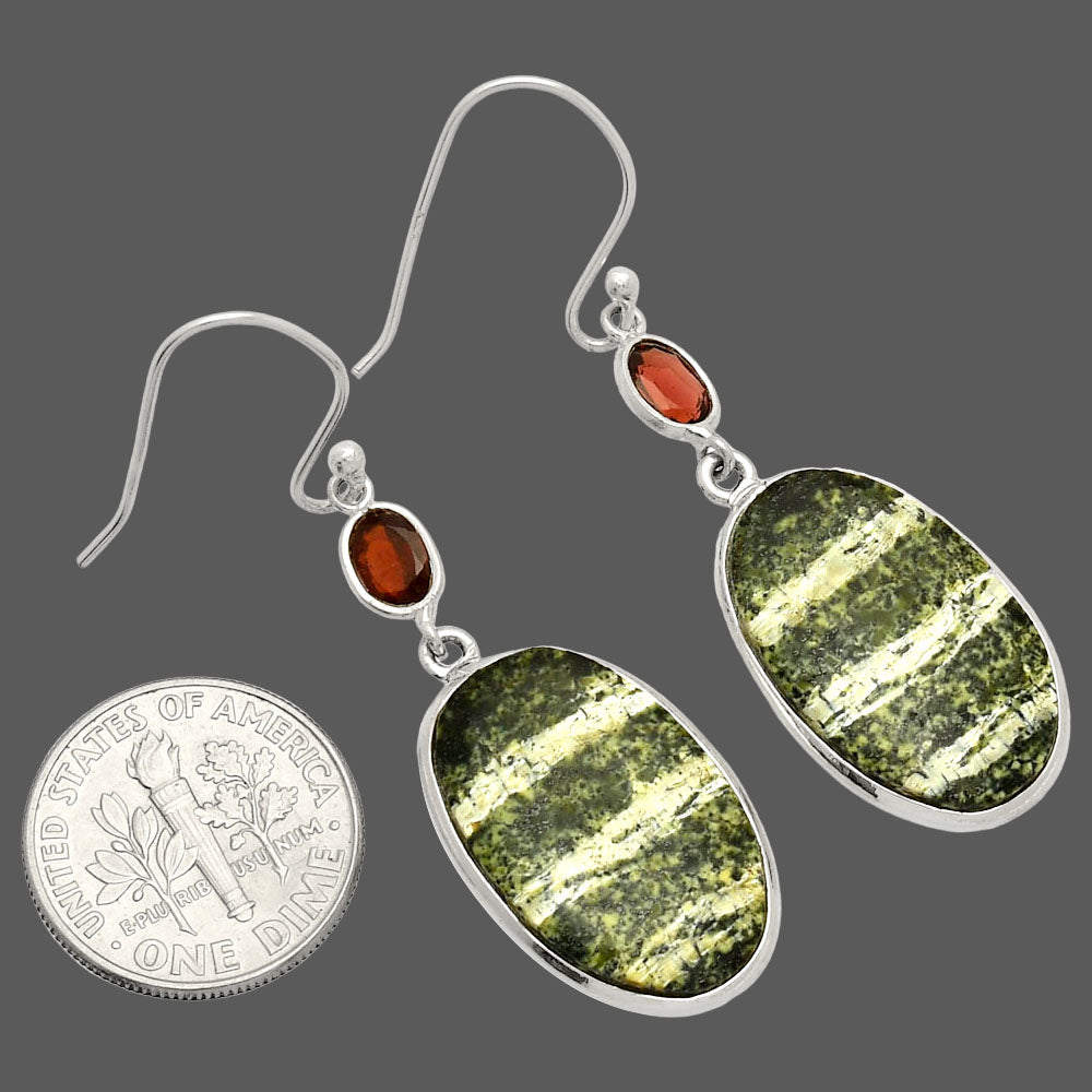 Natural Chrysotile & Garnet Earrings E-1002 SDE83371