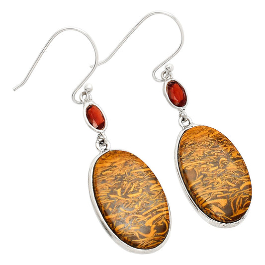 Coquina Fossil Jasper & Garnet Earrings E-1002 SDE83473