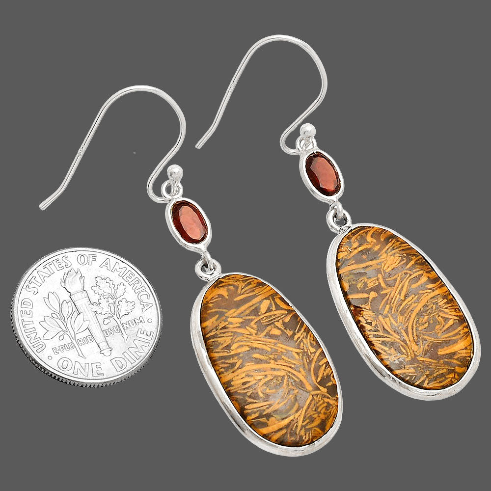 Coquina Fossil Jasper & Garnet Earrings E-1002 SDE83479