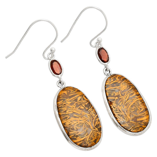 Coquina Fossil Jasper & Garnet Earrings E-1002 SDE83479