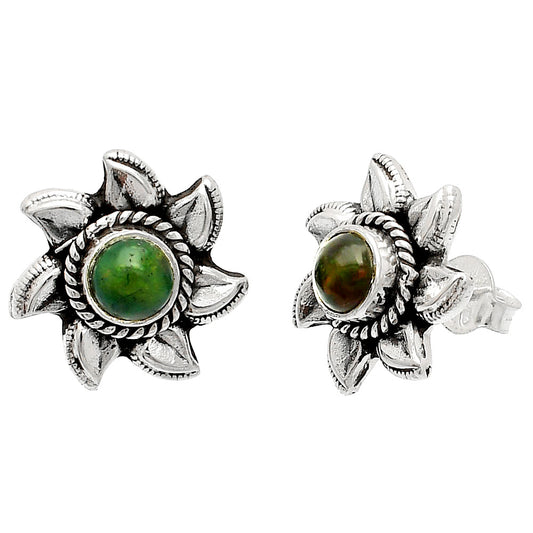 Natural Black Ethiopian Opal Stud Earrings E-1246 SDE83821