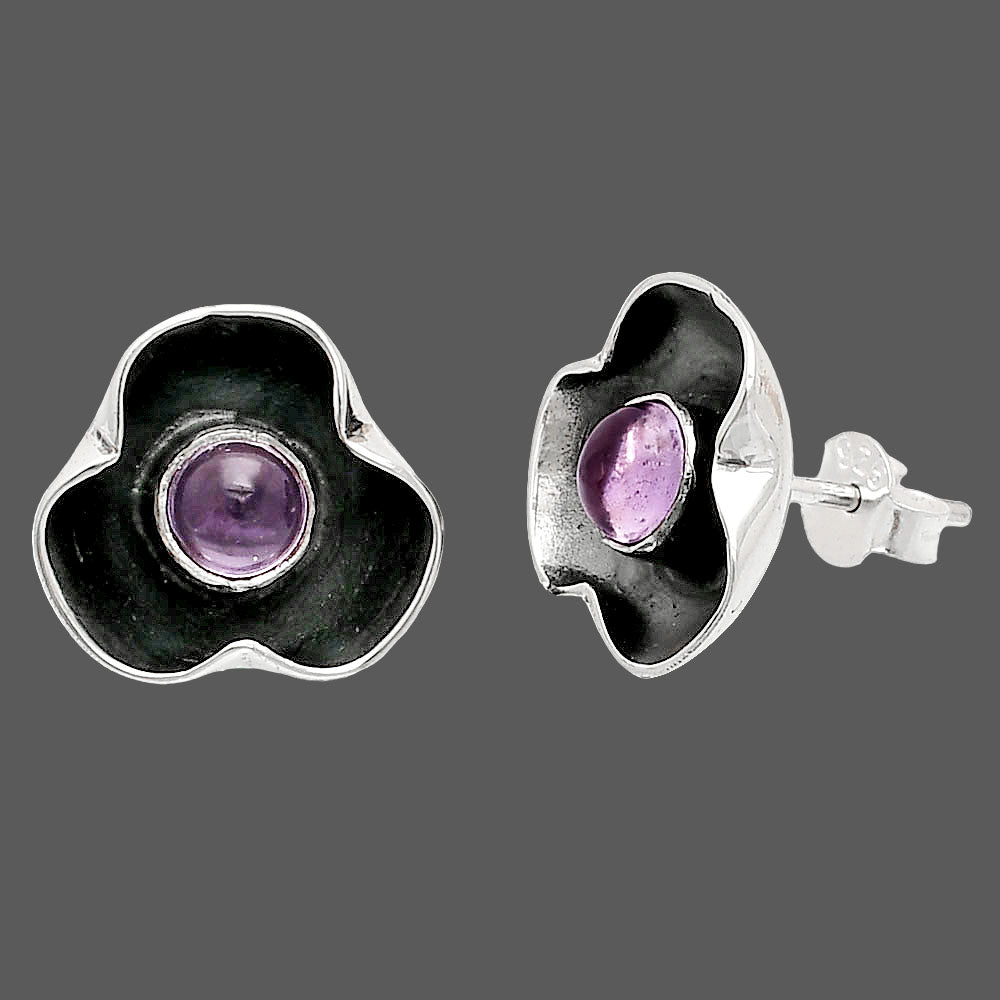 Natural Amethyst Cab - Brazil Stud Earrings E-1247 SDE83828
