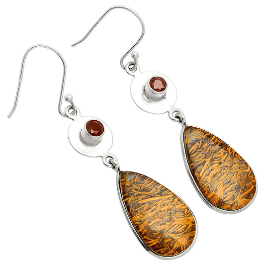 Coquina Fossil Jasper & Garnet Earrings E-1081 SDE83851