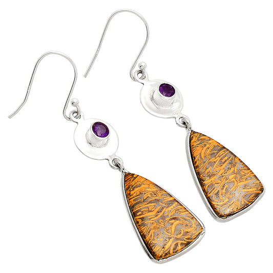 Coquina Fossil Jasper & Amethyst Earrings E-1081 SDE83852