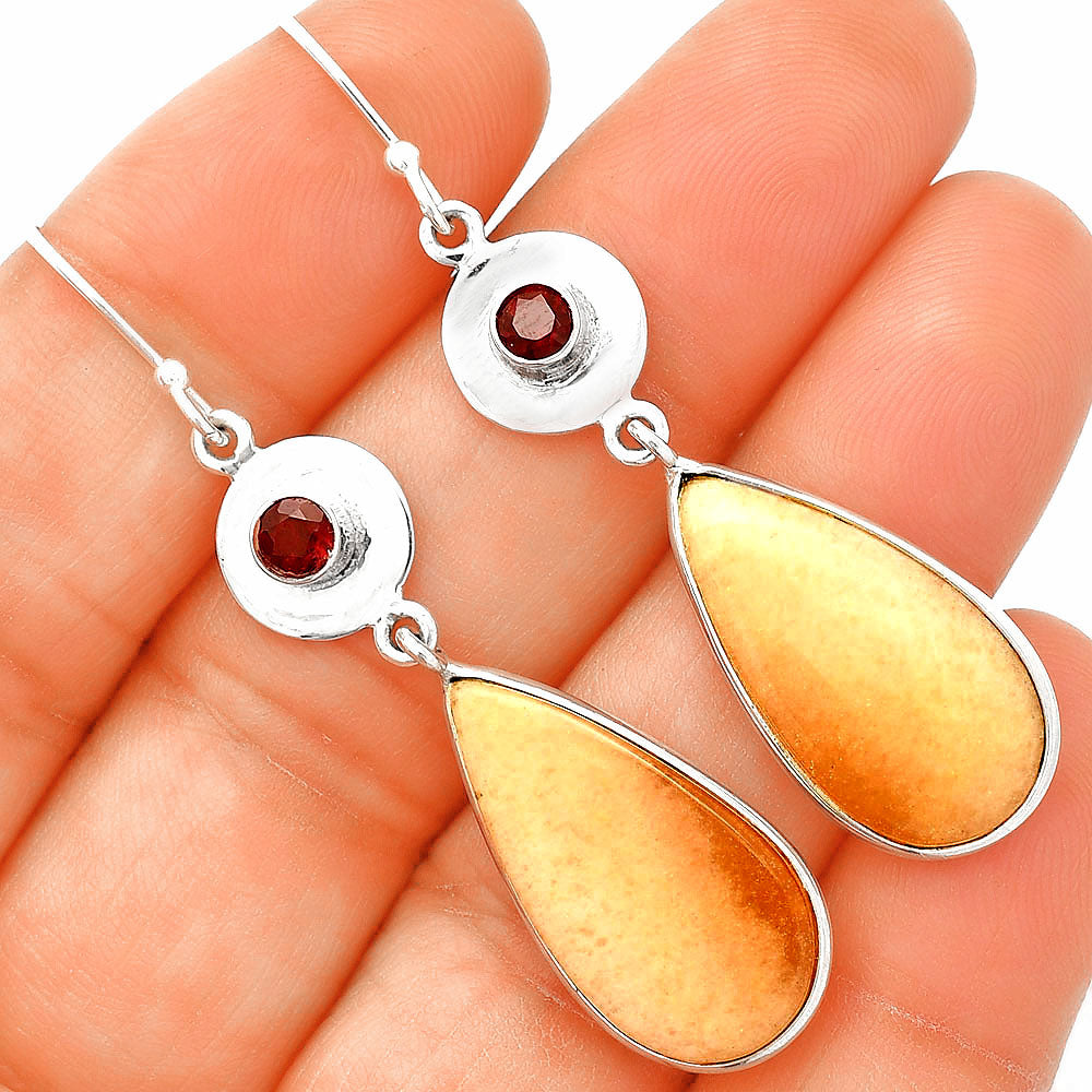 Natural Orange Aventurine & Garnet Earrings E-1081 SDE83857