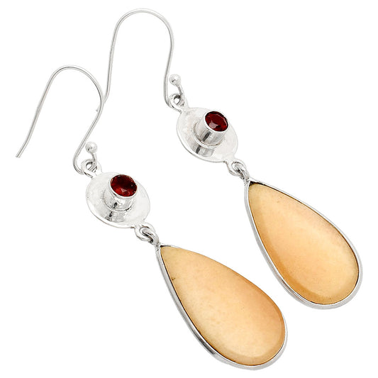 Natural Orange Aventurine & Garnet Earrings E-1081 SDE83857