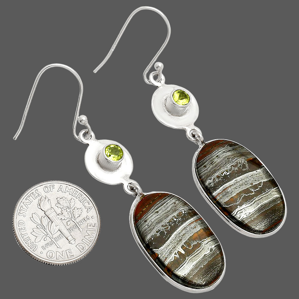 Natural Iron Tiger Eye & Peridot Earrings E-1081 SDE83859