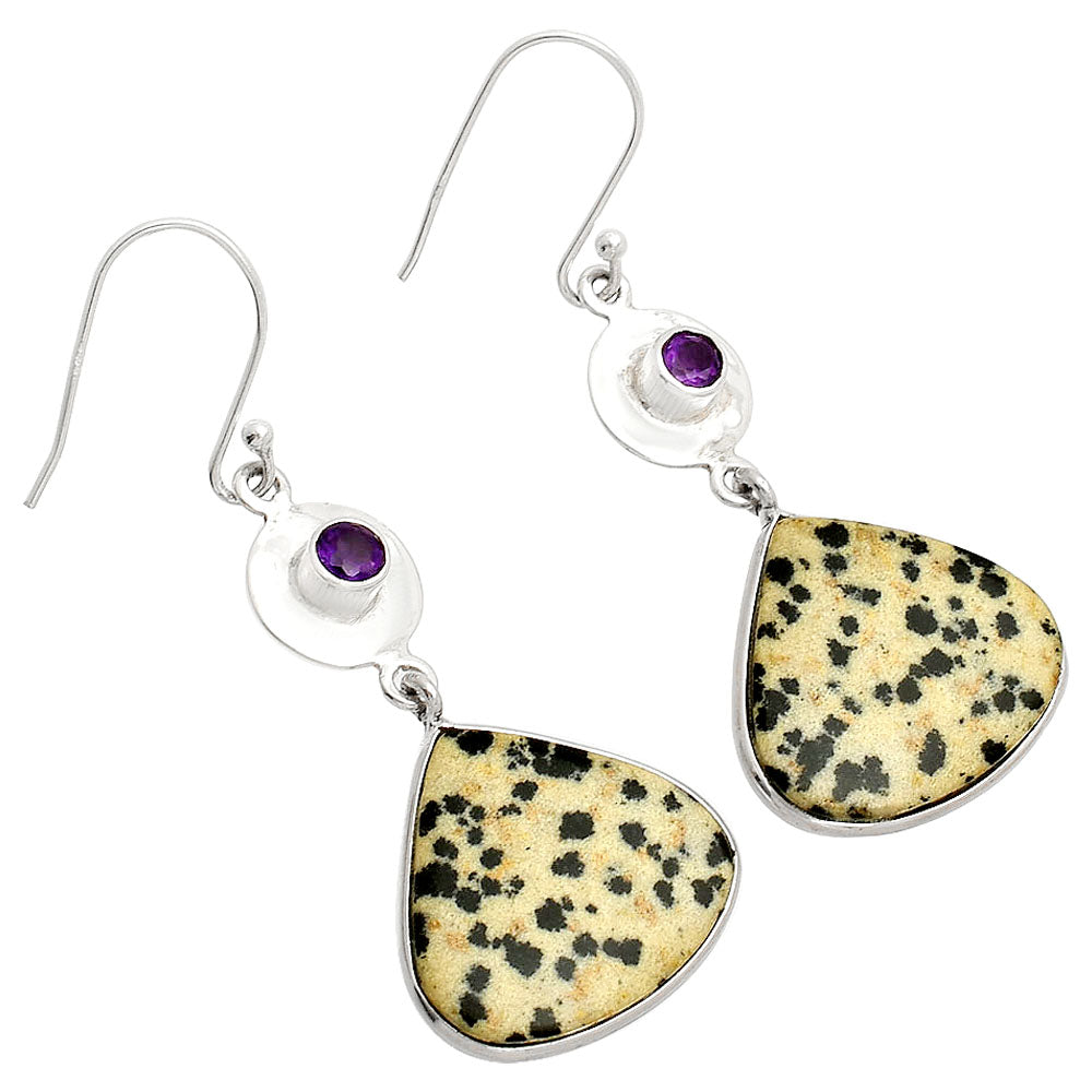 Natural Dalmatian & Amethyst Earrings E-1081 SDE83860