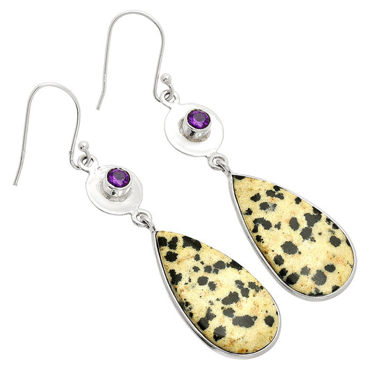 Natural Dalmatian & Amethyst Earrings E-1081 SDE83861