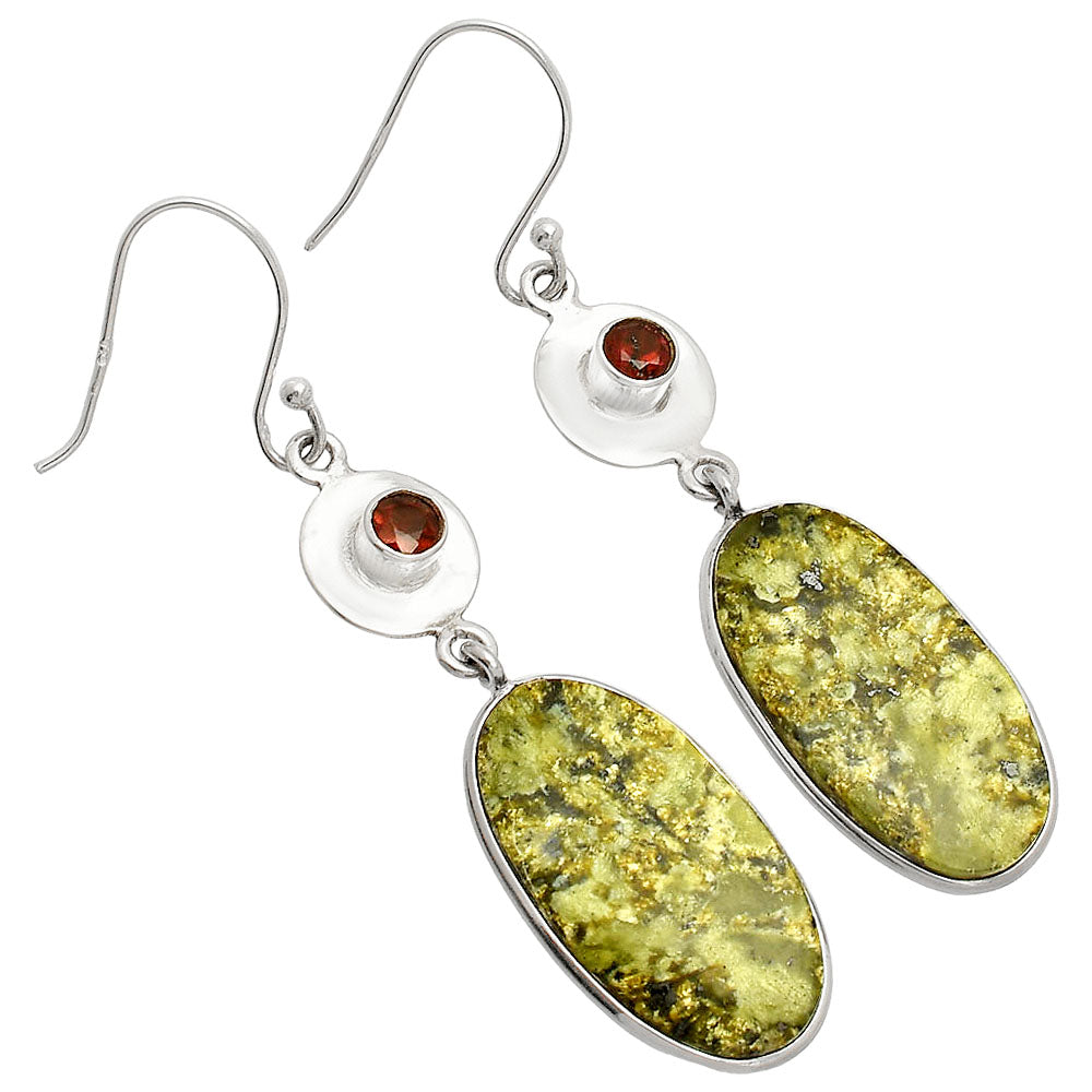 Natural Serpentine & Garnet Earrings E-1081 SDE83864
