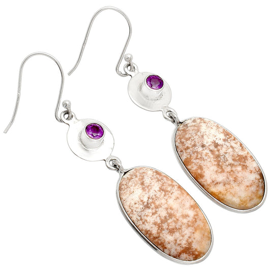 Natural Red Moss Agate & Amethyst Earrings E-1081 SDE83869