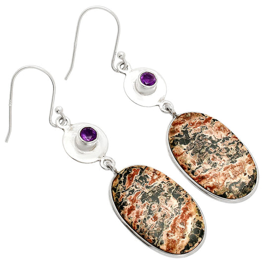 Leopard Skin Jasper & Amethyst Earrings E-1081 SDE83873