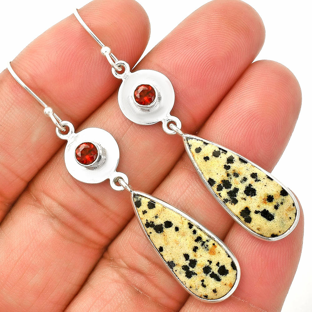 Natural Dalmatian & Garnet Earrings E-1081 SDE83882