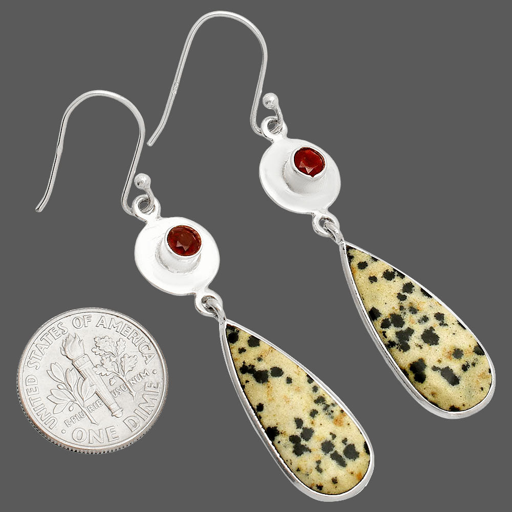 Natural Dalmatian & Garnet Earrings E-1081 SDE83882