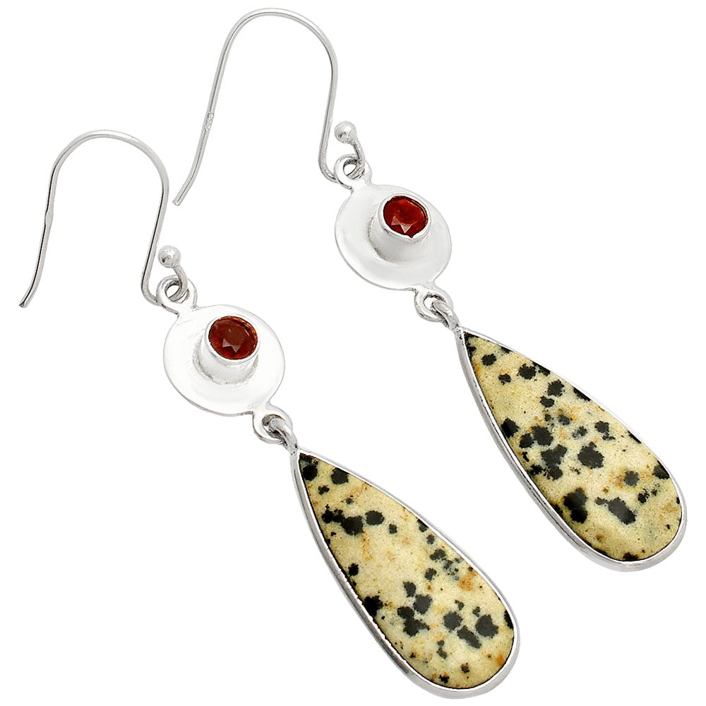 Natural Dalmatian & Garnet Earrings E-1081 SDE83882