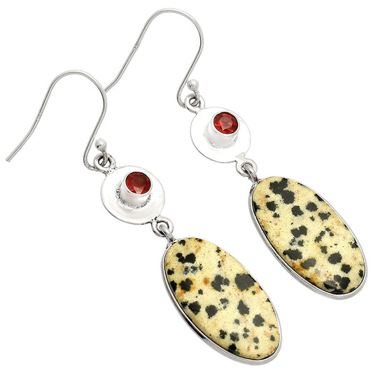 Natural Dalmatian & Garnet Earrings E-1081 SDE83883