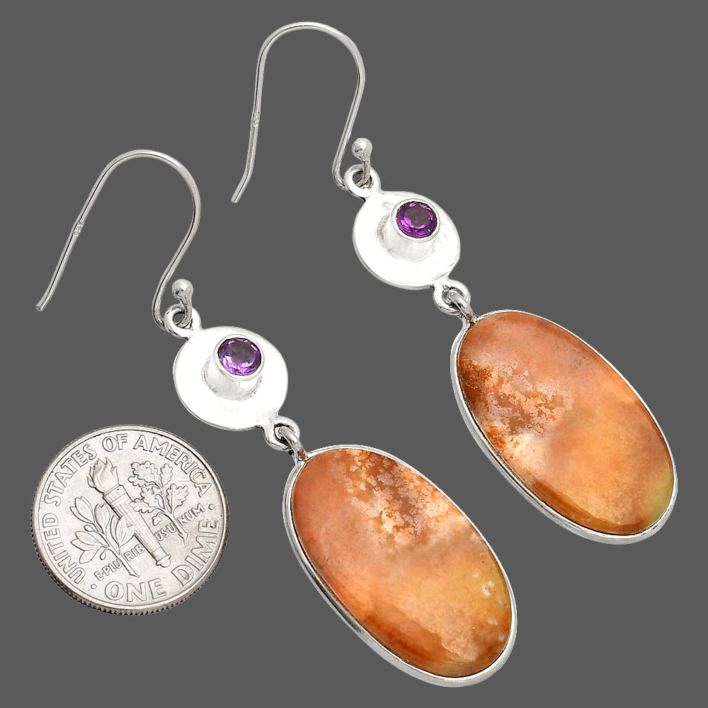 Natural Red Moss Agate & Amethyst Earrings E-1081 SDE83885