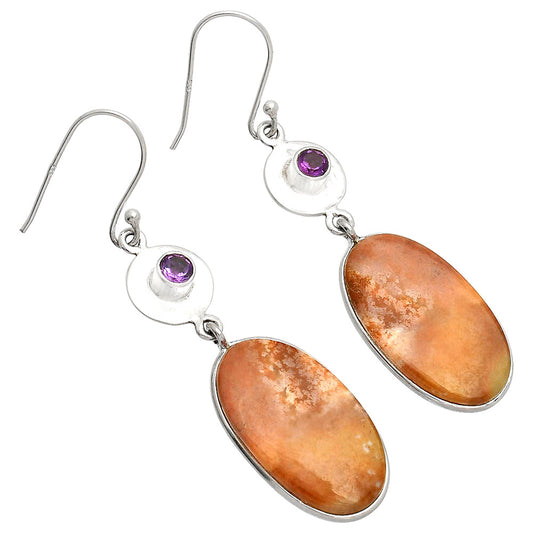 Natural Red Moss Agate & Amethyst Earrings E-1081 SDE83885