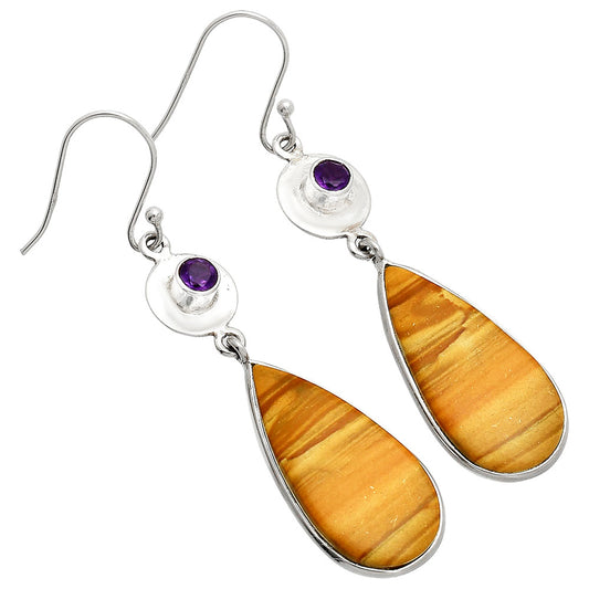 Natural Picture Jasper & Amethyst Earrings E-1081 SDE83893