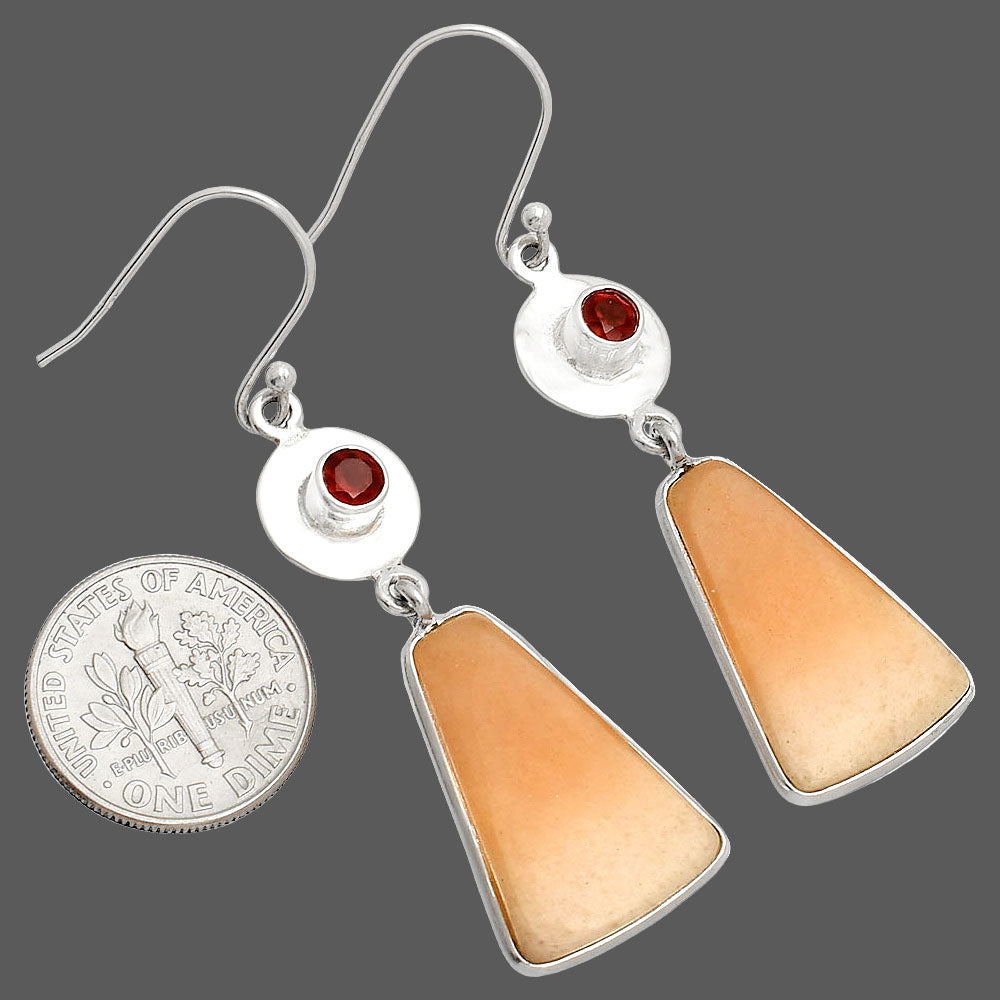 Natural Orange Aventurine & Garnet Earrings E-1081 SDE83895