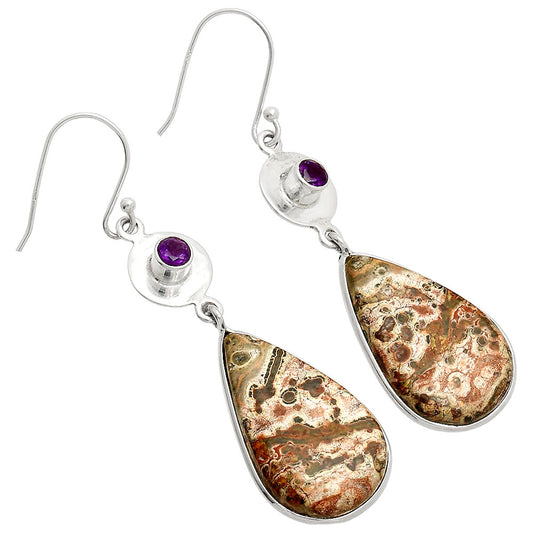 Leopard Skin Jasper & Amethyst Earrings E-1081 SDE83906