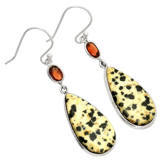 Natural Dalmatian & Garnet Earrings E-1002 SDE83946