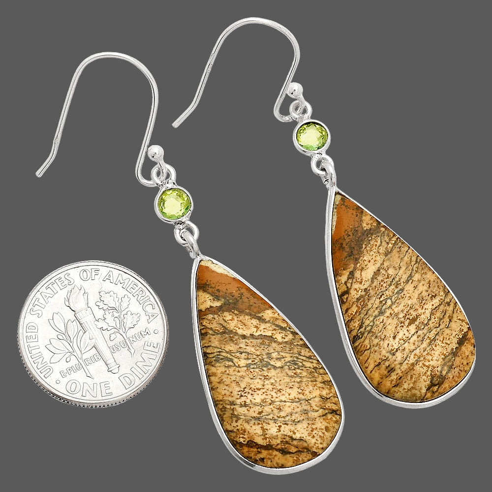 Natural Picture Jasper & Peridot Earrings E-1002 SDE84008