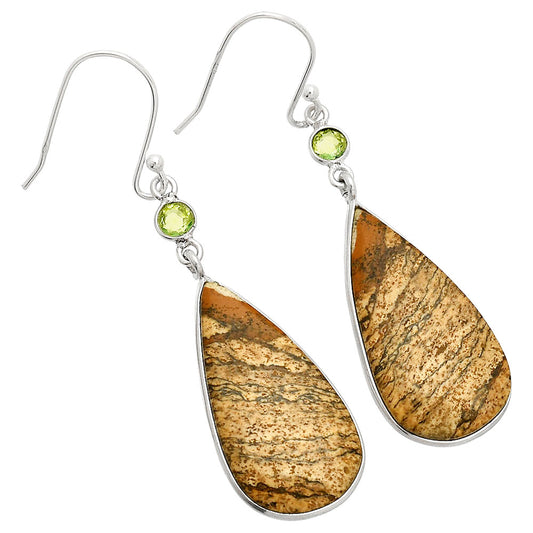 Natural Picture Jasper & Peridot Earrings E-1002 SDE84008