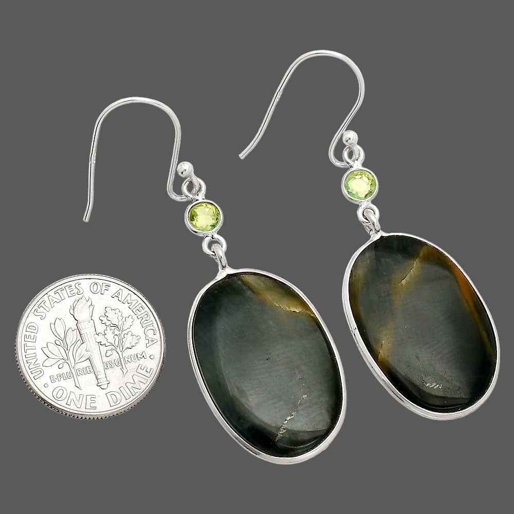 Natural Blue Tiger Eye & Peridot Earrings E-1002 SDE84031