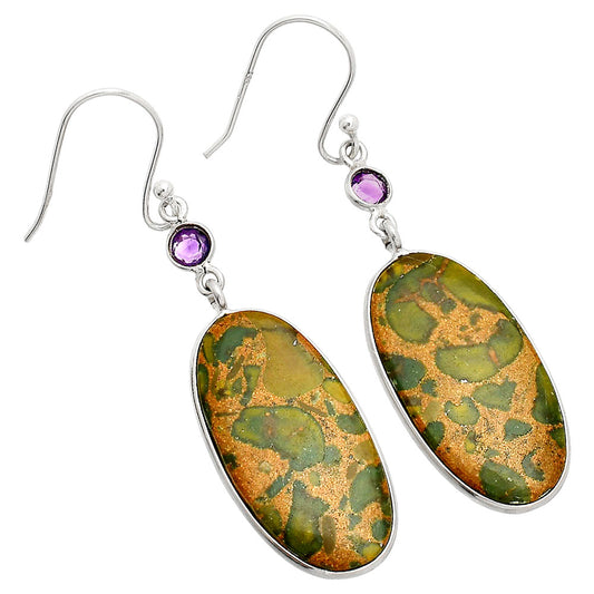 Natural Bamboo Jasper & Amethyst Earrings E-1002 SDE84036