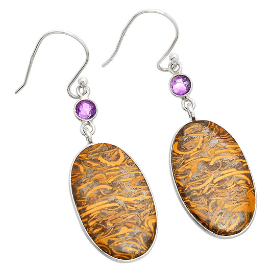Coquina Fossil Jasper & Amethyst Earrings E-1002 SDE84038