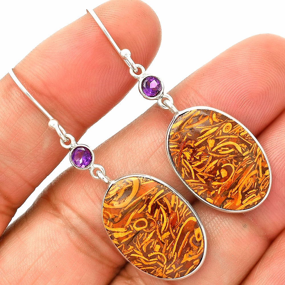 Coquina Fossil Jasper & Amethyst Earrings E-1002 SDE84048